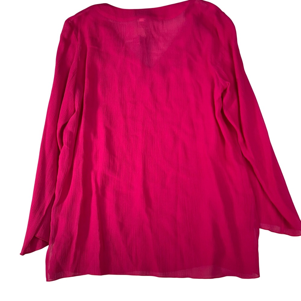 Chicos Pink 100% Silk Sheer Beaded V Neck Tunic Top Blouse Size 1 (M) Dressy - Picture 2 of 8